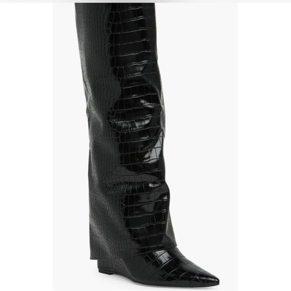 Steve Madden Black Croc-Embossed Women's Boots